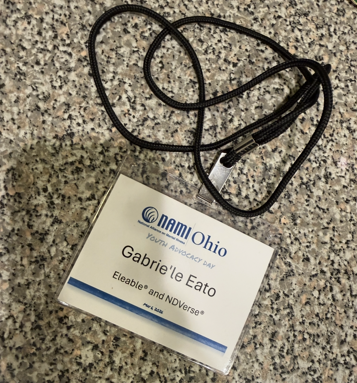 Gabrie'le Eato attending a statewide NAMI Ohio advocacy event focused on youth mental health, autism inclusion, and ADHD awareness.