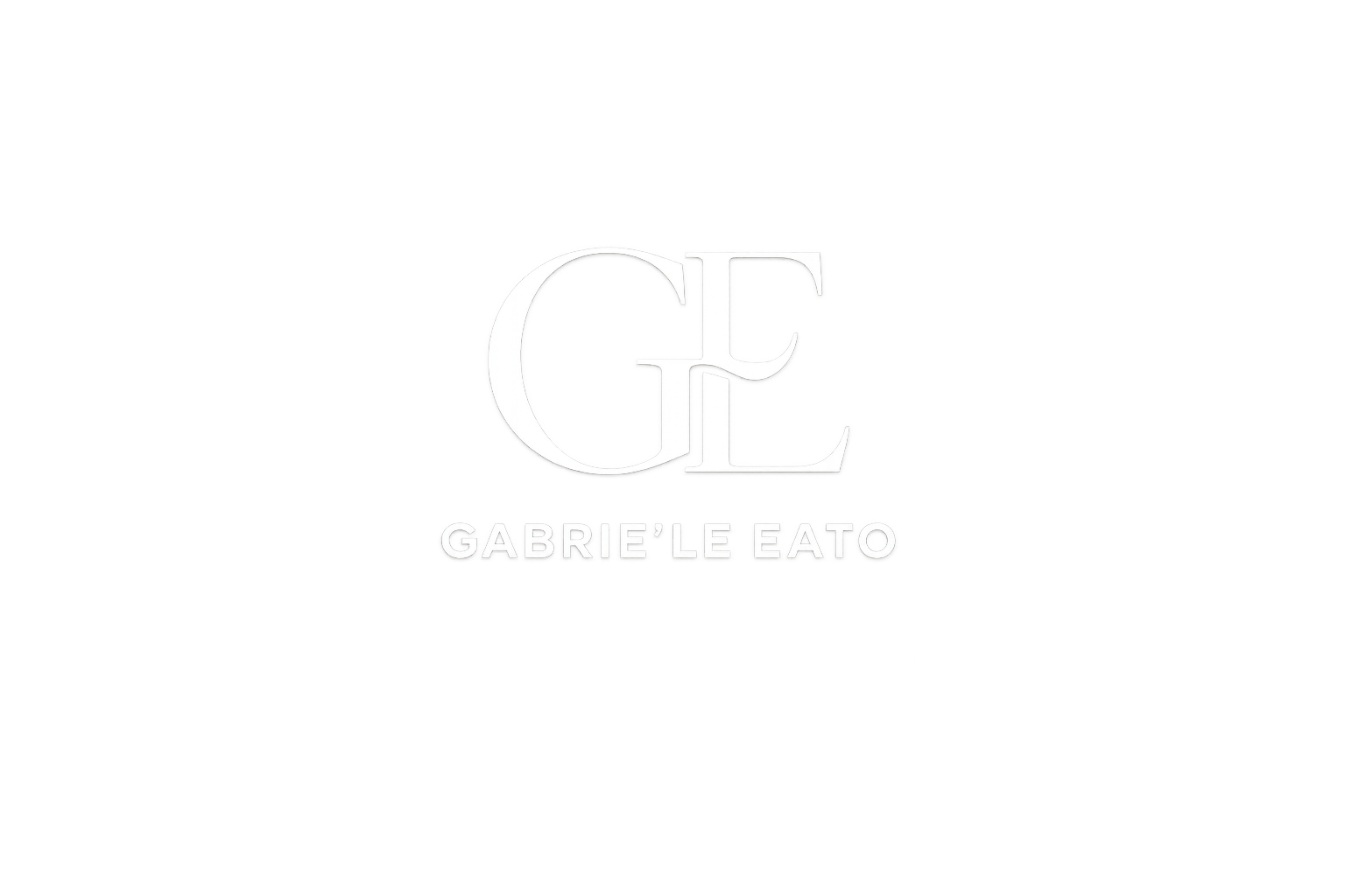 White Gabrie'le Eato logo for the official Gabrie'le Eato website