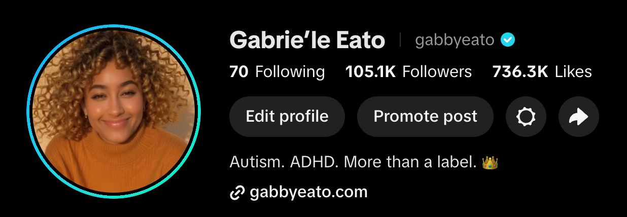 TikTok profile preview for Gabrie'le Eato